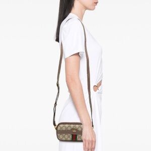 Gucci Mini Supreme Ophidia GG Canvas Crossbody Bag with Web Stripe